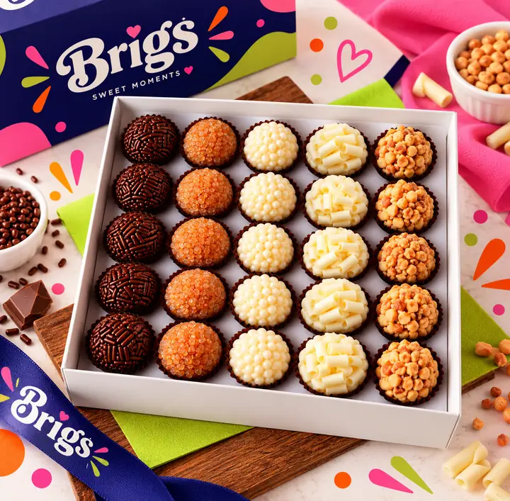 A box of 25 BRIGS brigadeiros in five flavours